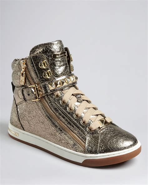 michael kors high top sneakers glam|Michael Kors black leather sneakers.